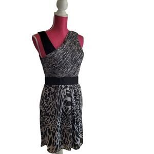 Allen B. 90s Leopard Zebra SIZE 6 Asymmetrical Wrap Dress Baddie sexy sirencore